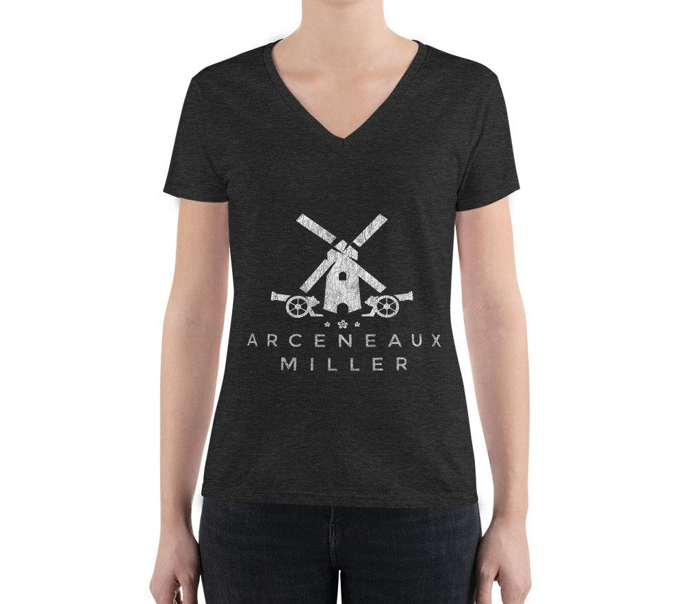 Women's Charcoal V-Neck Big Logo